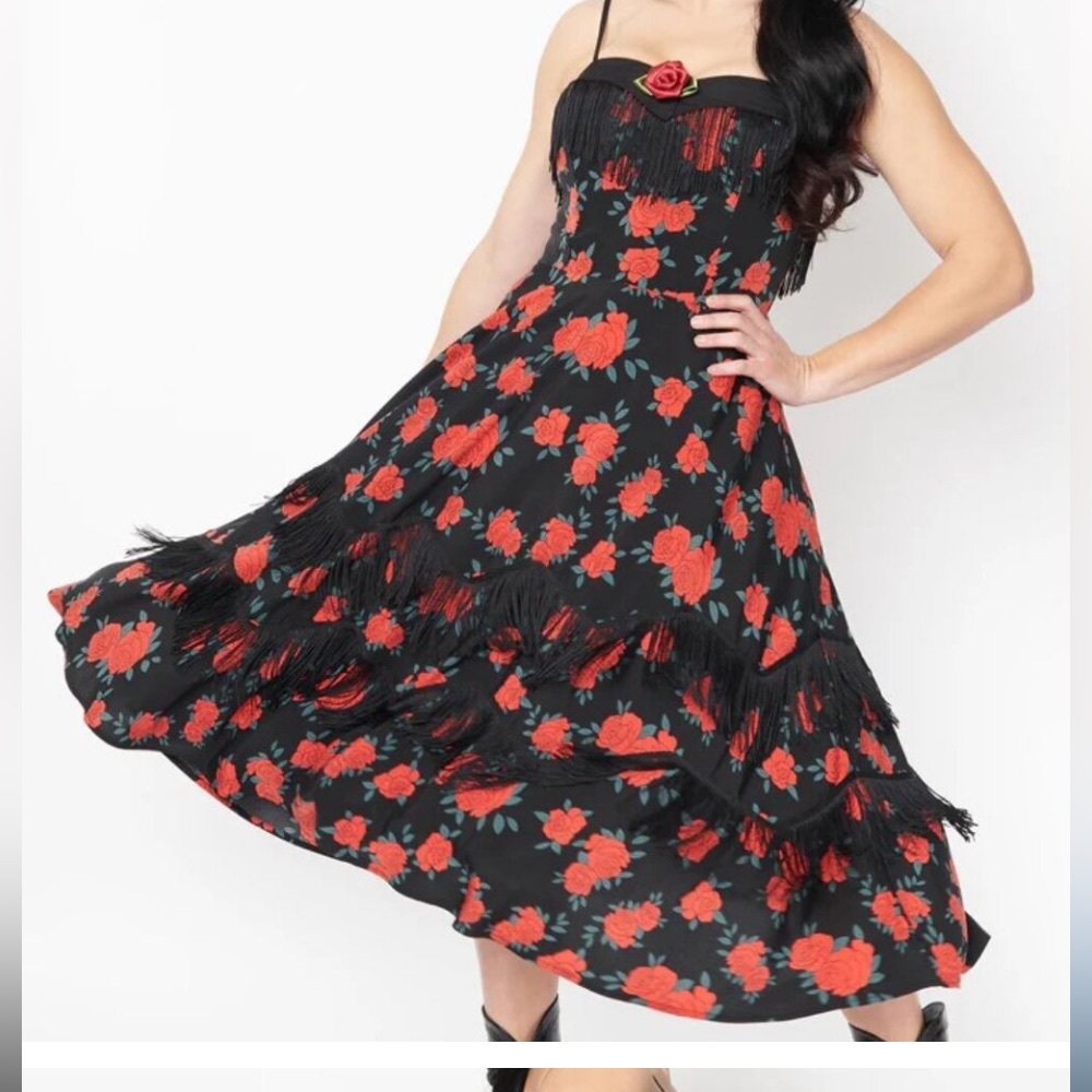 Unique vintage dress large NWT roses western
